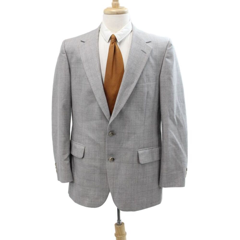 Allyn St.George Men's Collared Long Sleeves Lined Two Button Jacket Gray Size 38